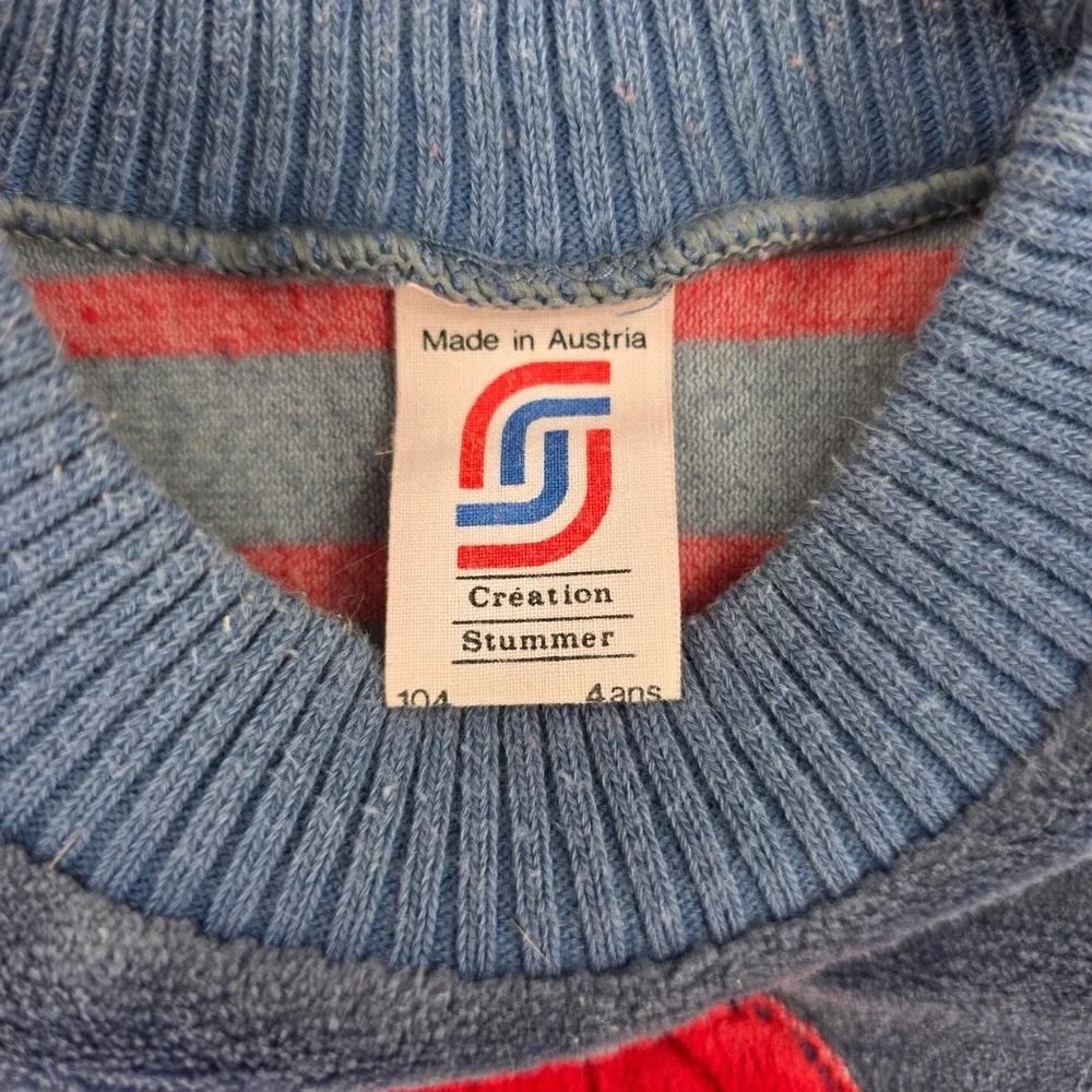 Vintage Creation Stummer Austria Velour 3pc Set Blue Red Parachute Toddler 4Y